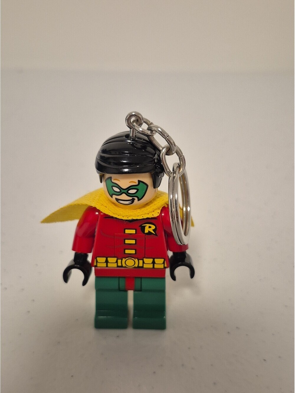 2014 LEGO LED LITE DC Super Heroes Robin 3" Minifigure Key Light Keychain Works!